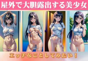 屋外で大胆露出する美少女「エッチなことしてみたい！」(露出系美女クラブ) [d_411315]