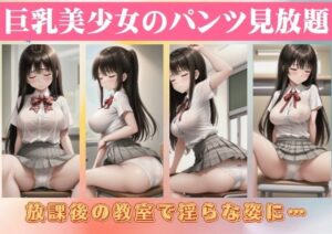 巨乳美少女のパンツ見放題〜放課後の教室で淫らな姿に…(エロ見放題タイム) [d_412862]