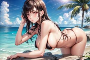 【黒と白のマイクロビキニ】ティファさんのイラスト集(ラブリーパンチ（パロディ）) [d_416214]