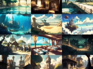 【美麗で幻想的な街や施設の背景】著作権フリーの高解像度画像（100枚）(Game Material Store) [d_266439]