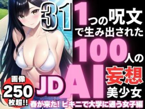 1つの呪文で生み出された100人のAI妄想美少女-31【春到来！ビキニで大学に通うJD女子編】(AIヒロイン研究会) [d_358564]