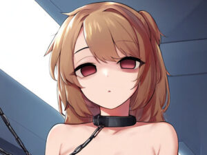 奴●の女の子が催●にかかってスカートをたくし上げている画像(催●スキ) [d_365611]