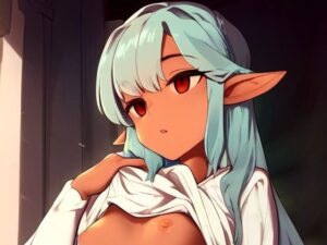 ダークエルフの女の子が催●にかかってスカートをたくし上げている画像(催●スキ) [d_368831]