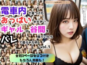 電車内で見つけたでおっぱいが大きいギャルの谷間を見ていたらバレて怒られた件 vol.1(あらぶるま) [d_407052]