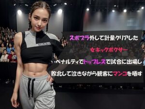 スポブラ外して計量クリアした女キックボクサーペナルティでトップレスで試合に出場し、敗北して泣きながら観客にマンコを晒す(自宅のカフカ) [d_433125]