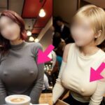 カフェでノーブラ？ 思わず二度見しちゃうエッッッッ！！！な着衣巨乳【AI美女】(ヌグサメ) [d_444092]