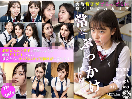 ［ストーリー＋大量画像］突然精子がどろっどろに降り注がれる日常「常にぶっかけ」学園生活(顔面最強美双子（AI2Twins）) [d_444969]