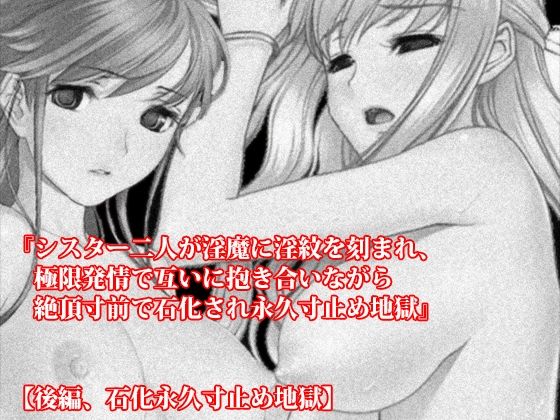 『シスター二人が淫魔に淫紋を刻まれ、極限発情で互いに抱き合いながら絶頂寸前で石化され永久寸止め地獄』【後編、石化永久寸止め地獄】(淫乱テディベア) [d_451897]