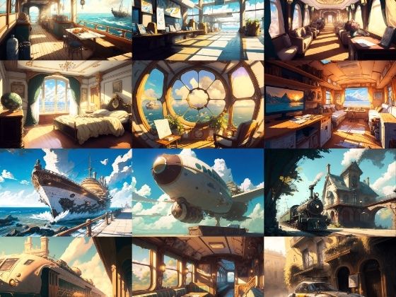 【美麗で幻想的な乗り物系の背景】著作権フリーの高解像度画像（100枚）(Game Material Store) [d_266549]