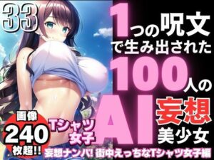 1つの呪文で生み出された100人のAI妄想美少女-33【妄想ナンパ！街中えちえちTシャツ女子編】(AIヒロイン研究会) [d_361678]