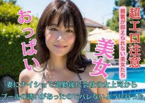 妻にナイショで退勤後に会社の女上司からプールの誘いがあったのでバレないように行った(E) [d_449967]