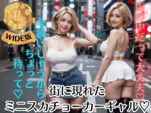 ブロンドな私ですが…【WIDE版】街に現れたミニスカチョーカーギャル(空想AI美女本舗) [d_455549]