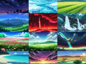 【アニメ映画風の自然系背景】著作権フリーの高解像度画像（100枚）(Game Material Store) [d_267153]