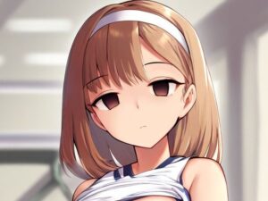 腹筋バキバキの女の子が催●にかかってスカートをたくし上げている画像(催●スキ) [d_380819]