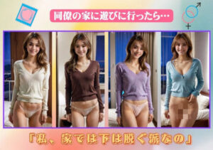 同僚の家に遊びに行ったら…「私、家では下は脱ぐ派なの」(伝説のAI企画) [d_387344]