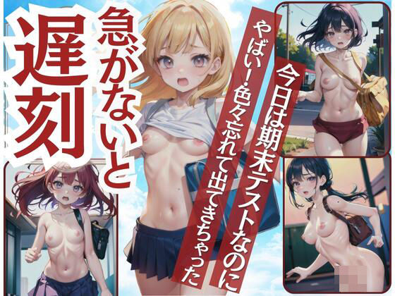 急がないと遅刻しちゃう！「今日は期末テストなのにやばい！色々忘れてきちゃった！」(ねるねる寝るね) [d_430409]