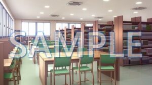 【背景素材】図書室（1385_bg11）【時間差分あり】(XERO) [d_471671]