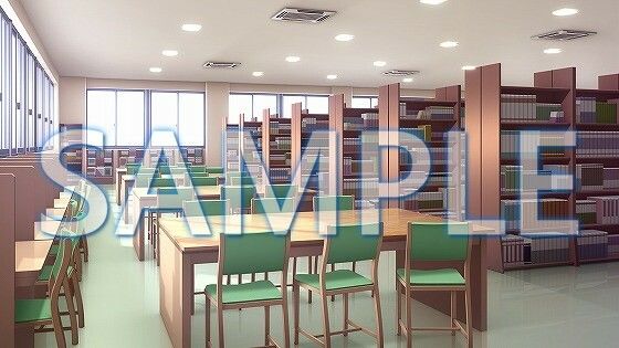 【背景素材】図書室（1385_bg11）【時間差分あり】(XERO) [d_471671]