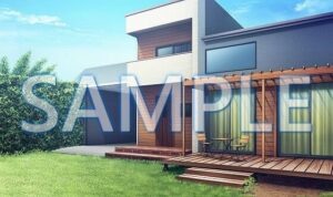 【背景素材】一軒家 庭先（6229_bg02）【時間差分あり】(XERO) [d_472158]