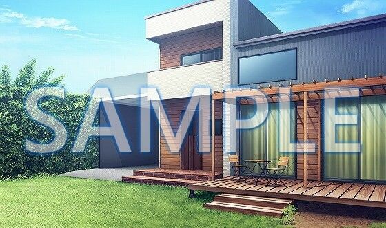 【背景素材】一軒家 庭先（6229_bg02）【時間差分あり】(XERO) [d_472158]