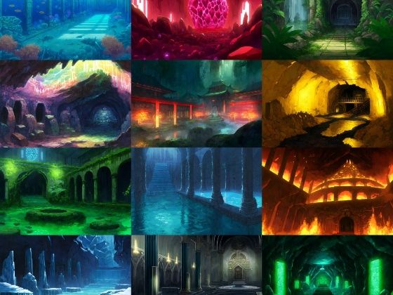 【アニメ映画風のダンジョン背景】著作権フリーの高解像度画像（100枚）(Game Material Store) [d_267387]