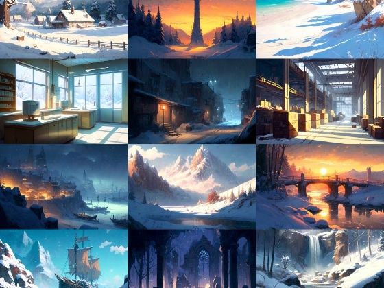 【美麗で幻想的な雪国系の背景】著作権フリーの高解像度画像（100枚）(Game Material Store) [d_267651]