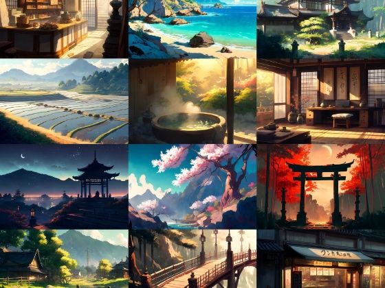 【美麗で幻想的な和風系の背景】著作権フリーの高解像度画像（100枚）(Game Material Store) [d_267654]