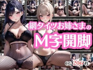 網タイツが際立つセクシーなお姉さんのM字開脚(彩風  咲) [d_486470]