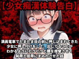 【少女痴●体験告白】満員電車でたまたま目の前に押し込まれてきた少女に押し付けをして、出してることがわかるようにビクビクと腰を痙攣させて恥辱と屈辱にまみれさせた話(少女痴●体験告白) [d_488420]