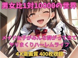 男女比1対10000の世界 メイド達とセックスし放題でちんぽが乾く暇もないヤリ放題ハーレムライフ！！Vol.1(TailorFetiAI-Pix) [d_490932]