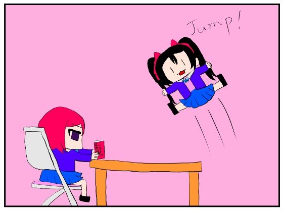 2コマ漫画「部室で笑顔で1、2、Jumpしてしまった矢澤」(ゆるふわ研究所) [d_502586]