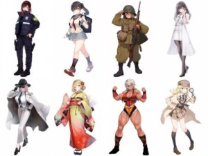 【女キャラ全身立ち絵ジョブ別5】著作権フリーの高解像度素材（100枚）(Game Material Store) [d_274273]