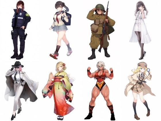 【女キャラ全身立ち絵ジョブ別5】著作権フリーの高解像度素材（100枚）(Game Material Store) [d_274273]