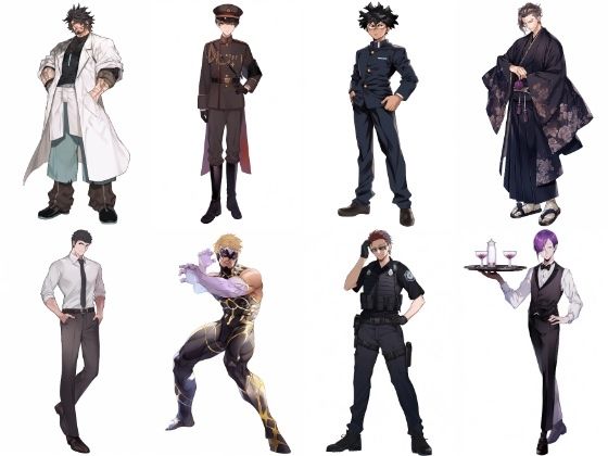 【男キャラ全身立ち絵ジョブ別5】著作権フリーの高解像度素材（100枚）(Game Material Store) [d_275076]