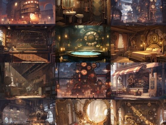 【繊細芸術的スチームパンク背景】著作権フリーの高解像度画像（100枚）(Game Material Store) [d_281083]