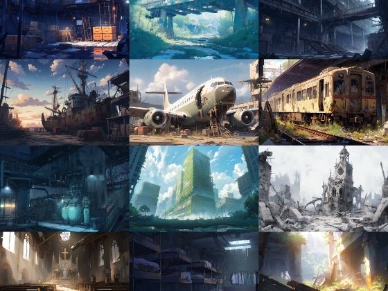 【繊細で芸術的な廃墟系の背景】著作権フリーの高解像度画像（100枚）(Game Material Store) [d_286869]