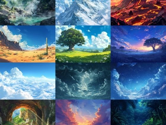 【絵画的な自然系の背景】著作権フリーの高解像度画像（100枚）(Game Material Store) [d_337308]