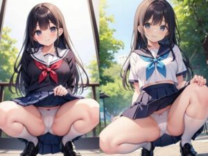 がに股でパンツをみせてくれるJK(色気の垂れ流し) [d_407145]