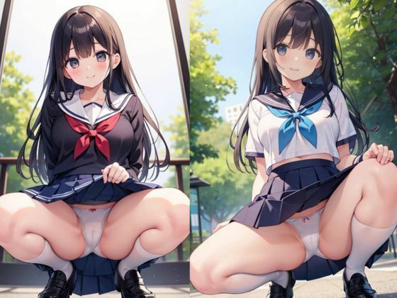 がに股でパンツをみせてくれるJK(色気の垂れ流し) [d_407145]