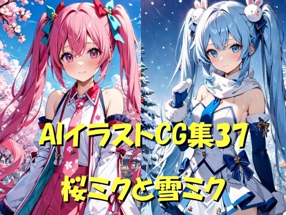 AIイラストCG集37  桜ミクと雪ミク(ドンガラAI美少女イラスト支部) [d_494321]