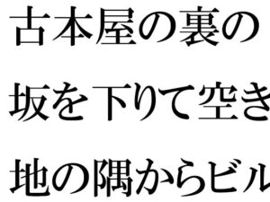 古本屋の裏の坂を下りて空き地の隅からビルの屋上へ  女子が下の階へ(逢瀬のひび) [d_511362]