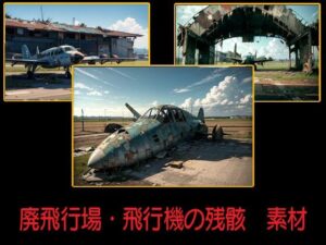 廃飛行場・飛行機の残骸  素材(豊川内角) [d_515912]