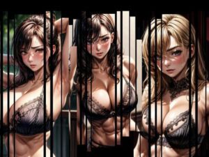 恥ずかしげな爆乳ムキムキ下着のお姉さん(AIイラストラボ) [d_528252]