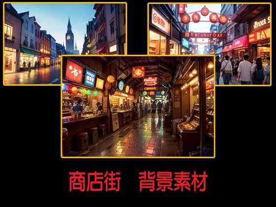 商店街  背景素材(豊川内角) [d_542164]