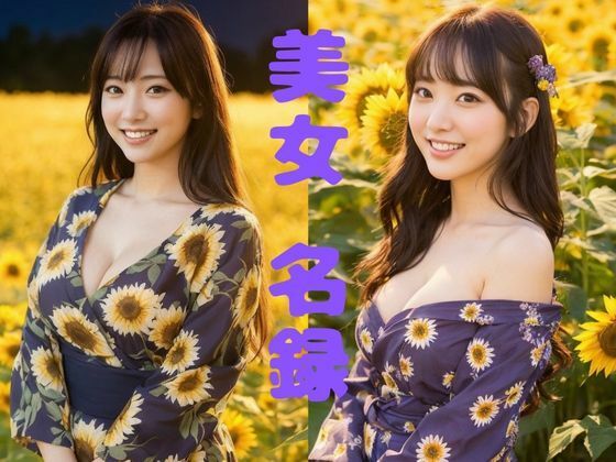 【美女名録】vol1.15  向日葵の夜──ひまわり畑で待つ君  204枚【AIグラビア写真集】(AI美女制作参謀本部2課) [d_544165]