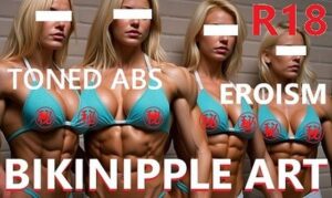 BIKIBIPPLE:乳首のとこだけ穴の開いたビキニの金髪腹筋女子4人組グラビア写真300枚！(EROISM‘s OPP-AI) [d_544626]