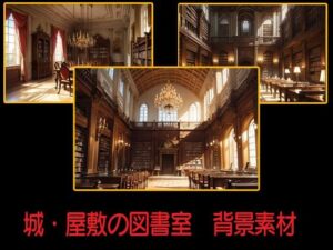 城・屋敷の図書室  背景素材(豊川内角) [d_546163]