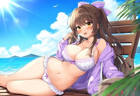 水着を忘れてビーチで下着姿の女の子  第一弾(暇つぶし  AI  趣味全開) [d_547837]