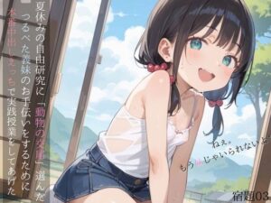 夏休みの自由研究に「動物の交尾」選んだつるぺた義妹のお手伝いをするために本番中出しえっちで実践授業をしてあげる03(ロリもち) [d_568178]