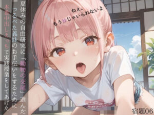 夏休みの自由研究に「動物の交尾」選んだつるぺた義妹のお手伝いをするために本番中出しえっちで実践授業をしてあげる06(ロリもち) [d_568184]